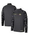 Colosseum Men's  Charcoal Iowa Hawkeyes Oht Military-inspired Appreciation Long Range Raglan Quarter- In Charcoal