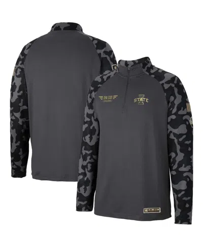 Colosseum Men's  Charcoal Texas State Bobcats Oht Military-inspired Appreciation Long Range Raglan Qu