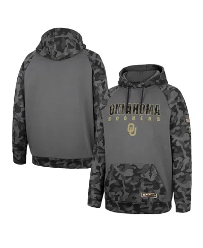 Colosseum Men's  Charcoal Miami Hurricanes Oht Military-inspired Appreciation Camo Stack Raglan Pullo