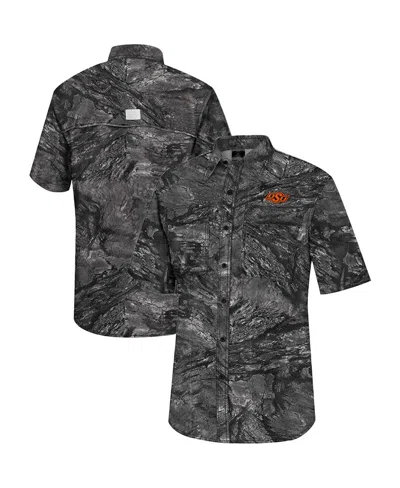 Colosseum Men's  Charcoal Oklahoma State Cowboys Realtree Aspect Charter Full-button Fishing Shirt