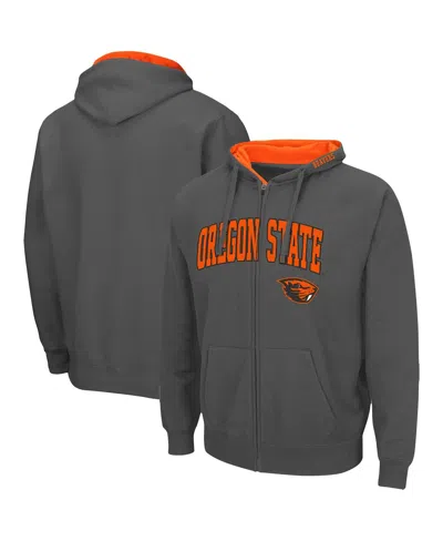 Colosseum Men's  Charcoal Oregon State Beavers Arch & Logo 3.0 Full-zip Hoodie