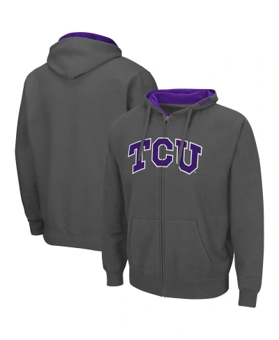 Colosseum Men's  Charcoal Tcu Horned Frogs Arch And Logo 3.0 Full-zip Hoodie