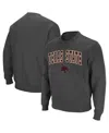 Colosseum Men's  Charcoal Texas State Bobcats Arch And Logo Crew Neck Sweatshirt In Charcoal