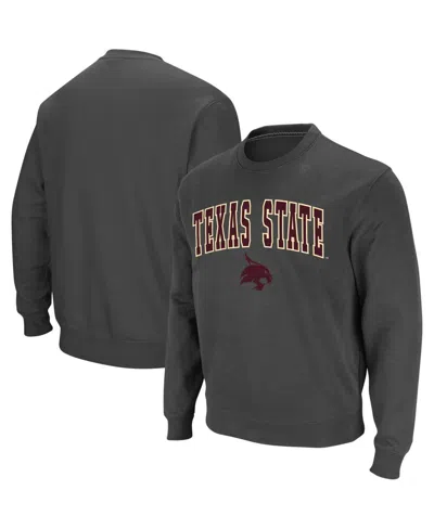 Colosseum Men's  Charcoal Texas State Bobcats Arch And Logo Crew Neck Sweatshirt