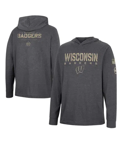 Colosseum Men's  Charcoal Wisconsin Badgers Team Oht Military-inspired Appreciation Hoodie Long Sleev
