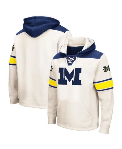 Colosseum Men's  Cream Michigan Wolverines Big And Tall Hockey Lace-up Pullover Hoodie