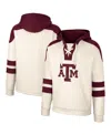 Colosseum Men's  Cream Texas A&m Aggies Lace-up 4.0 Vintage-like Pullover Hoodie In Cream