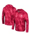 COLOSSEUM MEN'S COLOSSEUM CRIMSON ALABAMA CRIMSON TIDE PALMS PRINTED LIGHTWEIGHT QUARTER-ZIP HOODED TOP