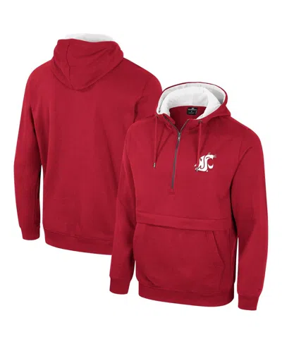 Colosseum Men's  Crimson Washington State Cougars Half-zip Hoodie