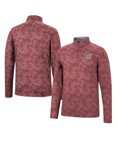 Colosseum Men's  Crimson Washington State Cougars Tivo Quarter-zip Jacket