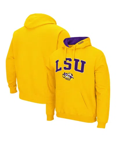 Colosseum Men's  Gold Lsu Tigers Arch And Logo 3.0 Pullover Hoodie