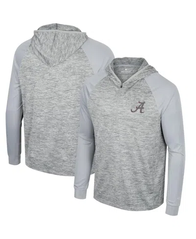 Colosseum Men's  Gray Alabama Crimson Tide Cybernetic Raglan Quarter-zip Hooded Top