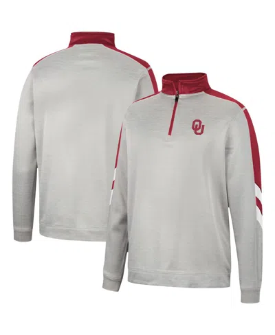 Colosseum Men's  Gray And Crimson Oklahoma Sooners Bushwood Fleece Quarter-zip Jacket In Gray,crimson