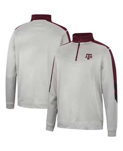 Colosseum Men's  Gray And Maroon Texas A&m Aggies Bushwood Fleece Quarter-zip Jacket In Gray,maroon