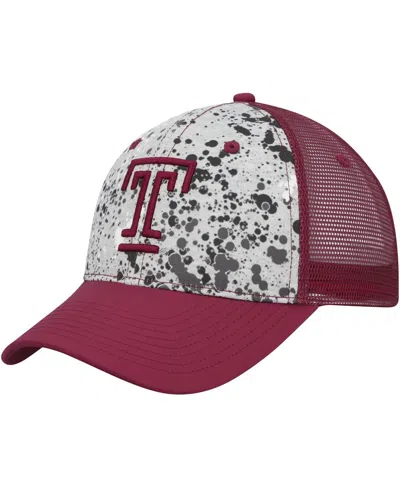 Colosseum Men's  Gray, Cherry Temple Owls Love Fern Trucker Snapback Hat In Gray,cherry