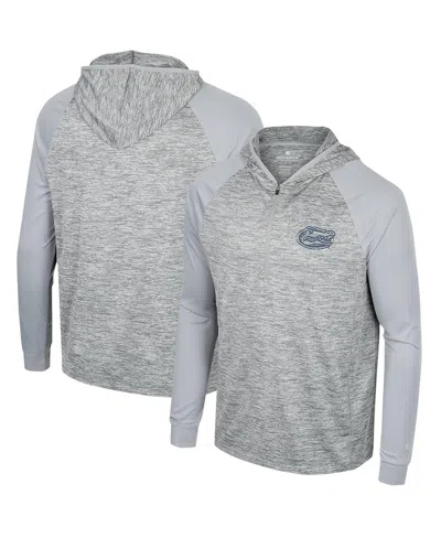 Colosseum Men's  Gray Florida Gators Cybernetic Raglan Quarter-zip Hooded Top