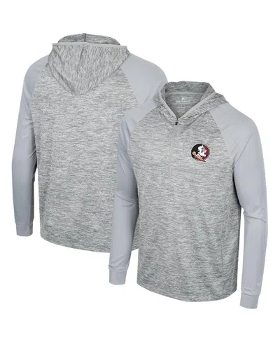 Colosseum Men's  Gray Florida State Seminoles Cybernetic Raglan Quarter-zip Hooded Top