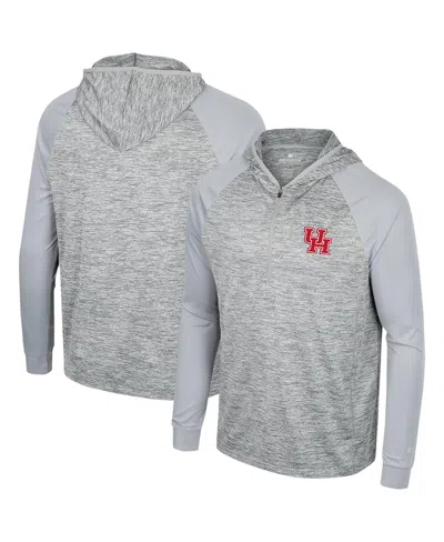 Colosseum Men's  Gray Houston Cougars Cybernetic Raglan Quarter-zip Hooded Top