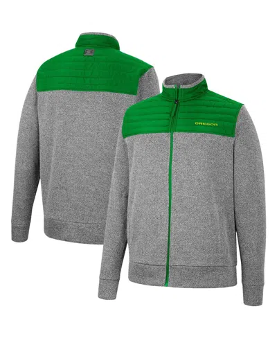 Colosseum Men's  Gray, Kelly Green Oregon Ducks Putter Herringbone Full-zip Jacket