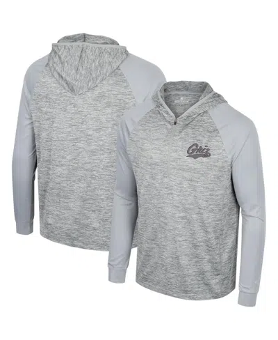 Colosseum Men's  Gray Montana Grizzlies Cybernetic Raglan Quarter-zip Hooded Top