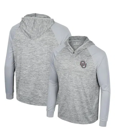 Colosseum Men's  Gray Oklahoma Sooners Cybernetic Raglan Quarter-zip Hooded Top