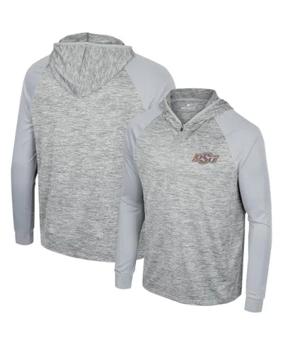 Colosseum Men's  Gray Oklahoma State Cowboys Cybernetic Raglan Quarter-zip Hooded Top