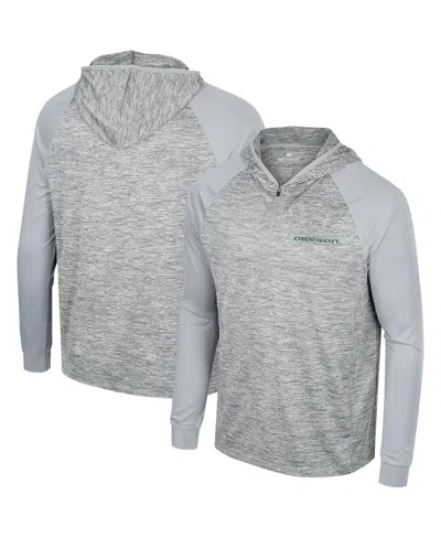 Colosseum Men's  Gray Oregon Ducks Cybernetic Raglan Quarter-zip Hooded Top