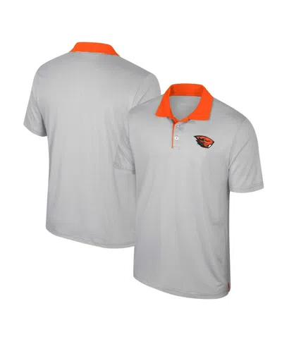 Colosseum Men's  Gray Oregon State Beavers Tuck Striped Polo Shirt