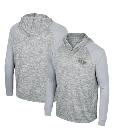 Colosseum Men's  Gray Ucf Knights Cybernetic Raglan Quarter-zip Hooded Top