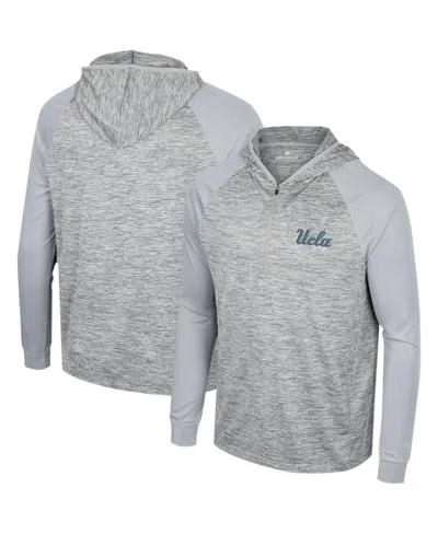 Colosseum Men's  Gray Ucla Bruins Cybernetic Raglan Quarter-zip Hooded Top