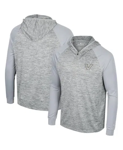 Colosseum Men's  Gray Vanderbilt Commodores Cybernetic Raglan Quarter-zip Hooded Top