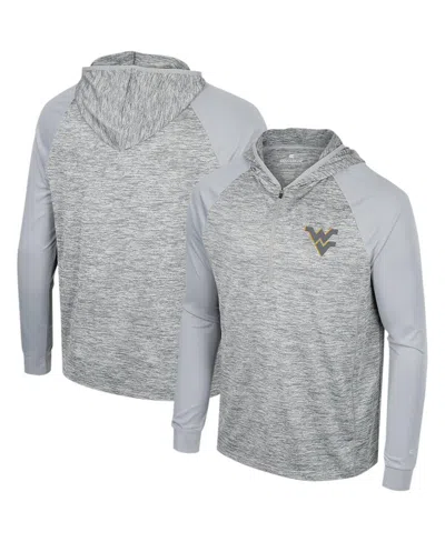 Colosseum Men's  Gray West Virginia Mountaineers Cybernetic Raglan Quarter-zip Hooded Top