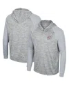 Colosseum Men's  Gray Wisconsin Badgers Cybernetic Raglan Quarter-zip Hooded Top In Gray