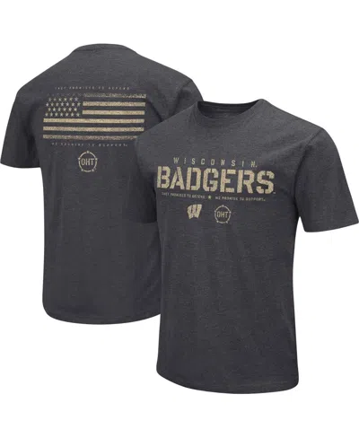 Colosseum Men's  Heather Black Wisconsin Badgers Big And Tall Oht Military-inspired Appreciation Play