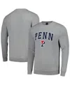 Colosseum Men's  Heather Gray Pennsylvania Quakers Arch And Logo Pullover Sweatshirt In Heather Gray