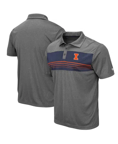 Colosseum Men's  Heathered Charcoal Illinois Fighting Illini Smithers Polo Shirt