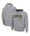Colosseum Men's  Heathered Gray Colorado Buffaloes Arch And Logo 3.0 Full-zip Hoodie In Heathered Gray