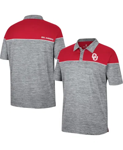 Colosseum Men's  Heathered Gray, Crimson Oklahoma Sooners Birdie Polo Shirt In Heathered Gray,crimson