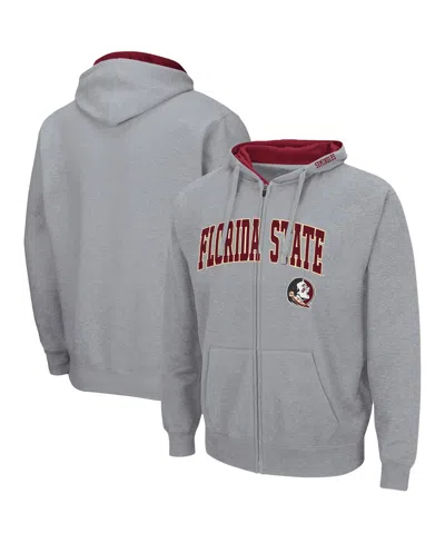 Colosseum Men's  Heathered Gray Florida State Seminoles Arch And Logo 3.0 Full-zip Hoodie