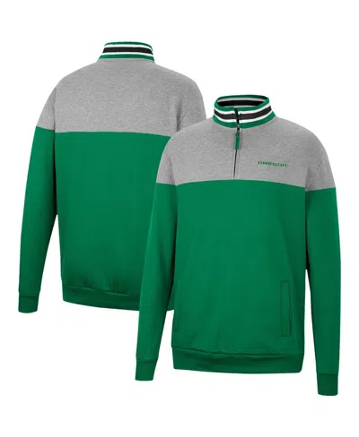 Colosseum Men's  Heathered Gray, Green Oregon Ducks Be The Ball Quarter-zip Top In Heathered Gray,green