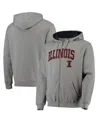 Colosseum Men's  Heathered Gray Illinois Fighting Illini Arch And Logo 3.0 Full-zip Hoodie In Heathered Gray