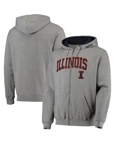 Colosseum Men's  Heathered Gray Illinois Fighting Illini Arch And Logo 3.0 Full-zip Hoodie