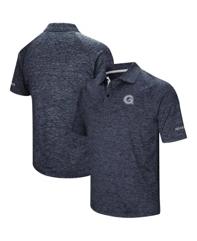 Colosseum Men's  Heathered Navy Georgetown Hoyas Down Swing Raglan Polo Shirt