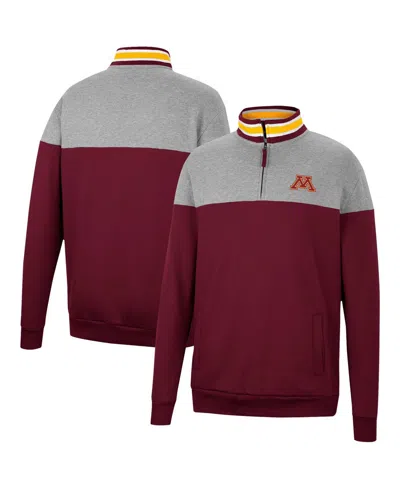 Colosseum Men's  Maroon, Heather Gray Minnesota Golden Gophers Be The Ball Quarter-zip Top In Maroon,heather Gray