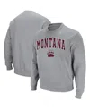 Colosseum Men's Montana Grizzlies Arch And Logo Crew Neck Sweatshirt In Heathered Gray