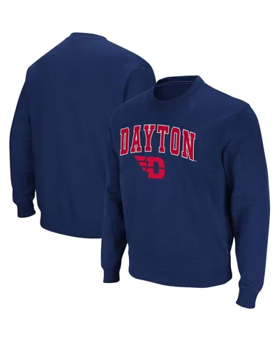 Colosseum Men's Navy Dayton Flyers Arch Logo Tackle Twill Pullover Sweatshirt