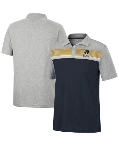 Colosseum Men's  Navy, Heathered Gray Notre Dame Fighting Irish Caddie Polo Shirt In Navy,heathered Gray
