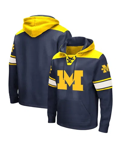 Colosseum Men's  Navy Michigan Wolverines Big And Tall Hockey Lace-up Pullover Hoodie