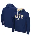 Colosseum Men's  Navy Navy Midshipmen Big And Tall Arch & Logo 2.0 Pullover Hoodie In Navy