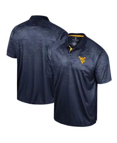 Colosseum Men's  Navy West Virginia Mountaineers Honeycomb Raglan Polo Shirt